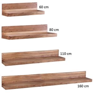 SV43573 FineBuy Wandregal Massivholz Akazie Holzregal Landhausstil Hängeregal Wandboard Naturprodukt Regal Größe wählbar 6296