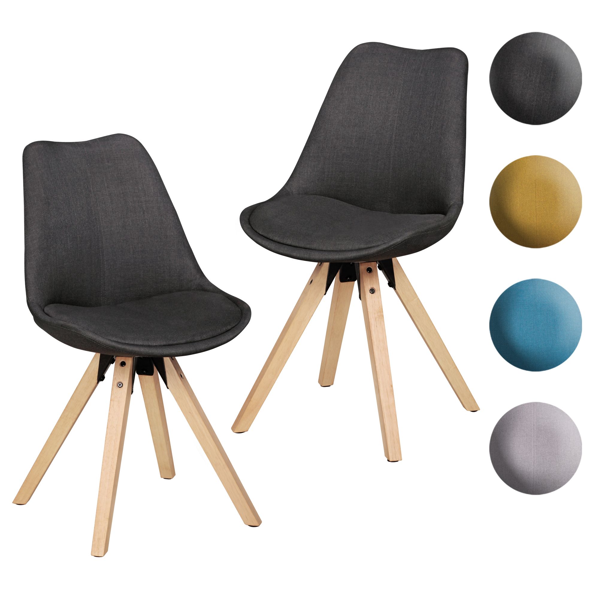 Stoff günstig Kaufen-FineBuy Design Esszimmerstühle 2er Set SV43580 Skandinavische Stühle mit Holzbeinen, Retro Stuhlset Bunt, Küchenstühle mit Stoff, Lehnenstuhl Modern, Küchenstuhl Esszimmer. FineBuy Design Esszimmerstühle 2er Set SV43580 Skand