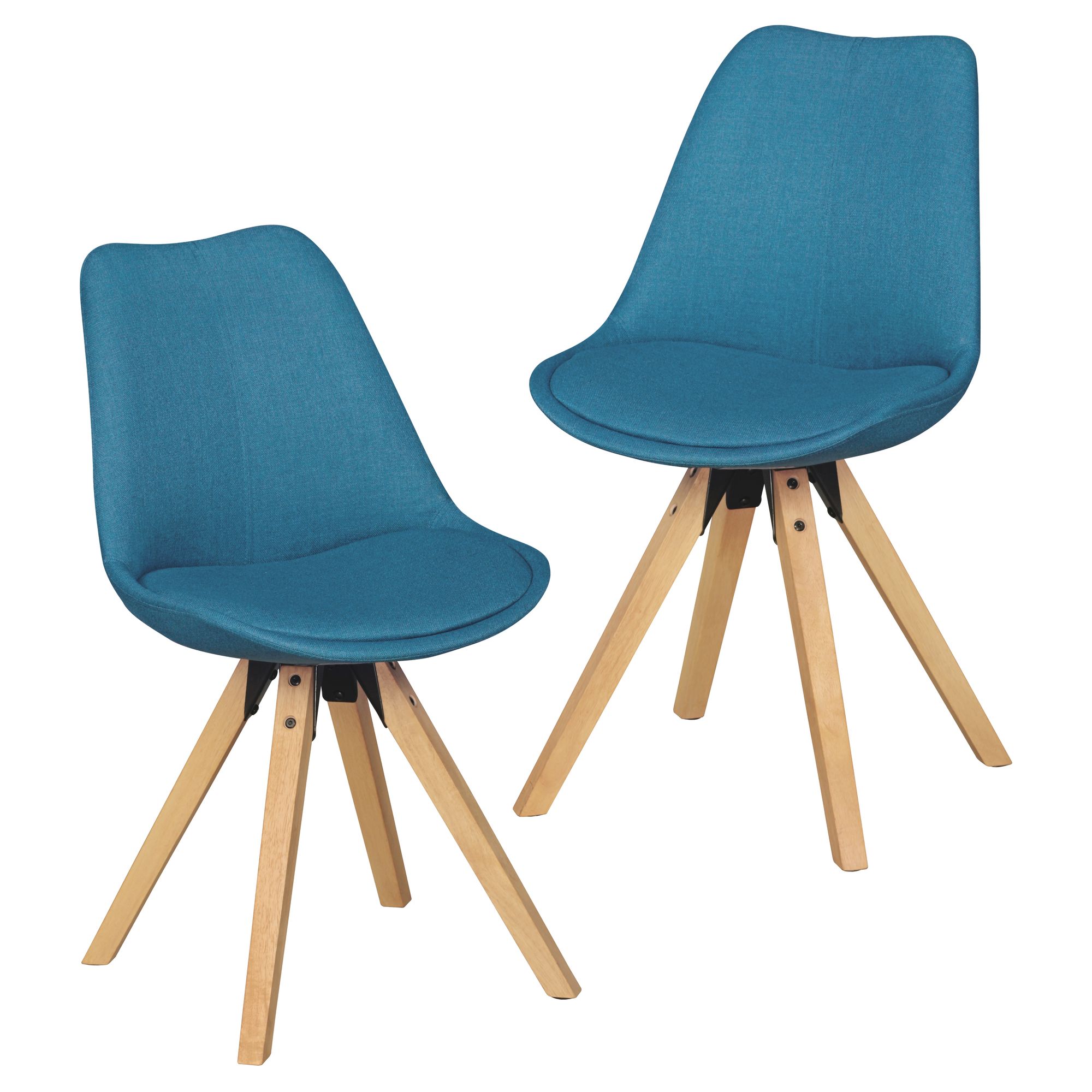 FineBuy Design Esszimmerstühle 2er Set SV43580 Skandinavische Stühle mit Holzbeinen, Retro Stuhlset Bunt, Küchenstühle mit Stoff, Lehnenstuhl Modern, Küchenstuhl Esszimmer | Farbe: Grau