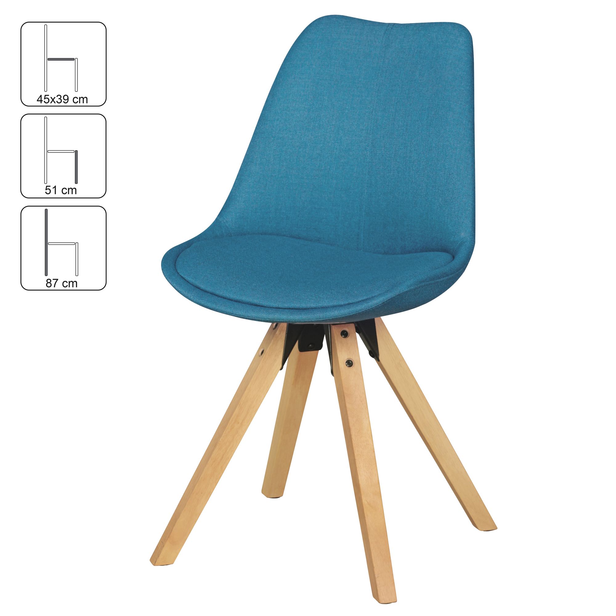 FineBuy Design Esszimmerstühle 2er Set SV43580 Skandinavische Stühle mit Holzbeinen, Retro Stuhlset Bunt, Küchenstühle mit Stoff, Lehnenstuhl Modern, Küchenstuhl Esszimmer | Farbe: Grau