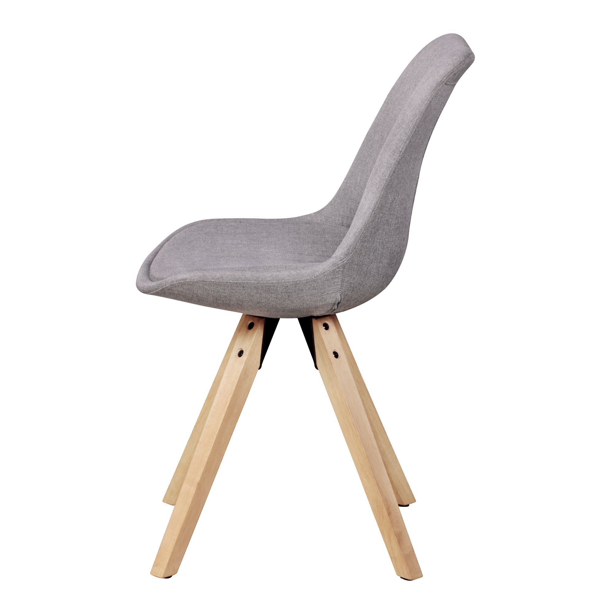 FineBuy Design Esszimmerstühle 2er Set SV43580 Skandinavische Stühle mit Holzbeinen, Retro Stuhlset Bunt, Küchenstühle mit Stoff, Lehnenstuhl Modern, Küchenstuhl Esszimmer | Farbe: Grau