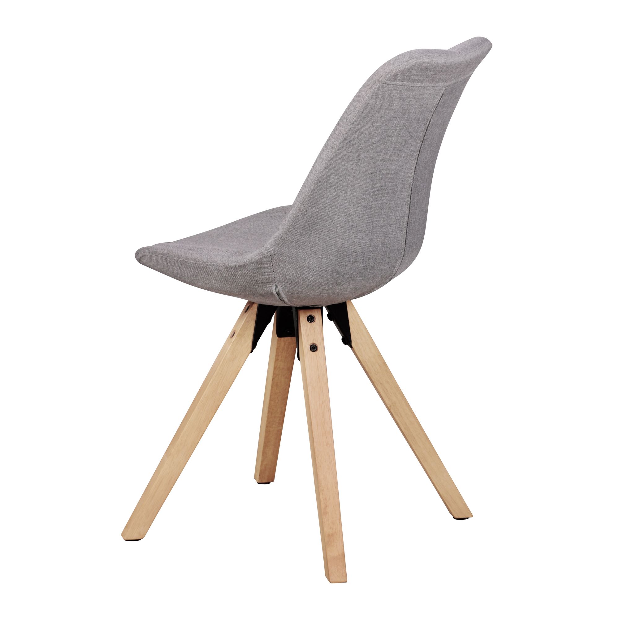 FineBuy Design Esszimmerstühle 2er Set SV43580 Skandinavische Stühle mit Holzbeinen, Retro Stuhlset Bunt, Küchenstühle mit Stoff, Lehnenstuhl Modern, Küchenstuhl Esszimmer | Farbe: Grau