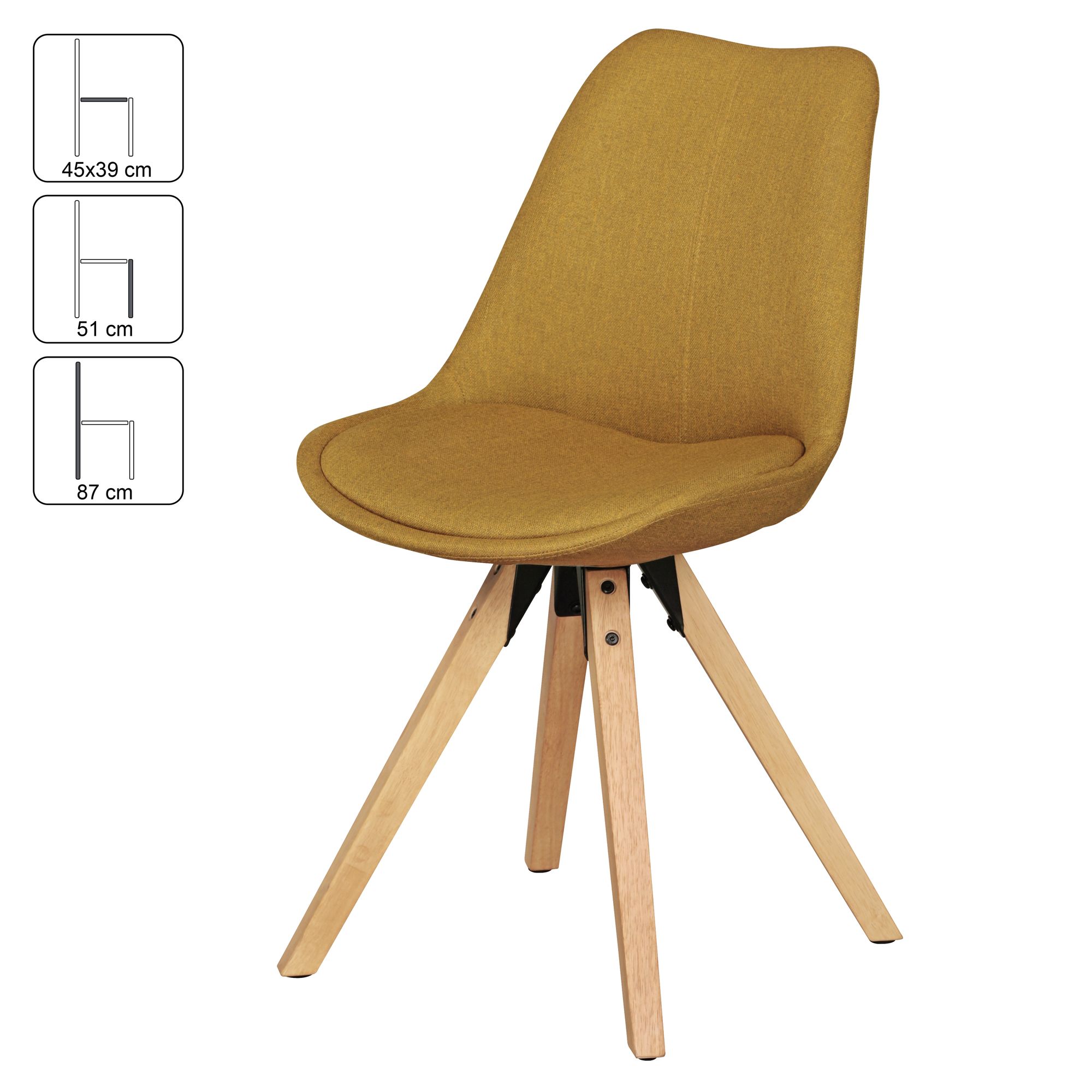 FineBuy Design Esszimmerstühle 2er Set SV43580 Skandinavische Stühle mit Holzbeinen, Retro Stuhlset Bunt, Küchenstühle mit Stoff, Lehnenstuhl Modern, Küchenstuhl Esszimmer | Farbe: Grau