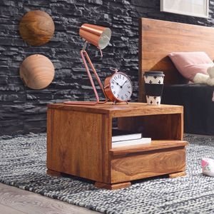 FineBuy Nachttisch Massivholz Nachtkommode 30 cm 1 Schublade Ablage Nachtschrank Landhausstil Echtholz Farbe wählbar 6305