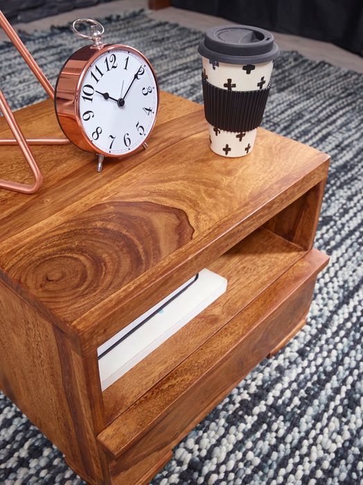Nachttisch Massivholz Schublade & Ablage Flache Nachtkommode Futon Nachtkästchen – Maßzeichnung