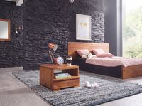 Nachttisch Massivholz Schublade & Ablage Flache Nachtkommode Futon Nachtkästchen – Ansicht 4