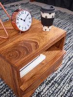 Nachttisch Massivholz Schublade & Ablage Flache Nachtkommode Futon Nachtkästchen – Ansicht 3