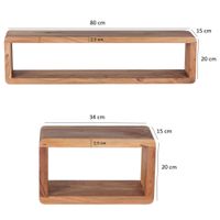 FineBuy 3er Set Wandregale Massivholz Holzregal Landhaus Wandboard Naturprodukt – Ansicht 3