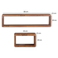 FineBuy 3er Set Wandregale Massivholz Holzregal Landhaus Wandboard Naturprodukt – Ansicht 3