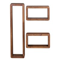 FineBuy 3er Set Wandregale Massivholz Holzregal Landhaus Wandboard Naturprodukt – Ansicht 6