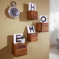 FineBuy 4er Set Wandregale Massivholz Holzregal Landhaus Hängeregal Wandboard – Ansicht 1