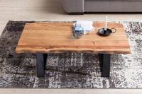 Couchtisch Akazie Massiv 115cm Rechteckiger Wohnzimmertisch Baumkante Metallkufe – Ansicht 4