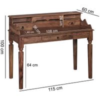 Sekretär FineBuy Schreibtisch Holz Massiv Konsolentisch 115 cm mit Schubladen – Ansicht 3
