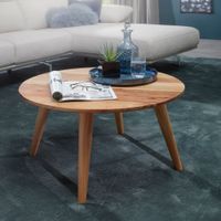 FineBuy Couchtisch Akazie Massiv rund 75 cm Wohnzimmertisch skandinavisch Retro – Ansicht 1
