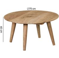 FineBuy Couchtisch Akazie Massiv rund 75 cm Wohnzimmertisch skandinavisch Retro – Ansicht 3
