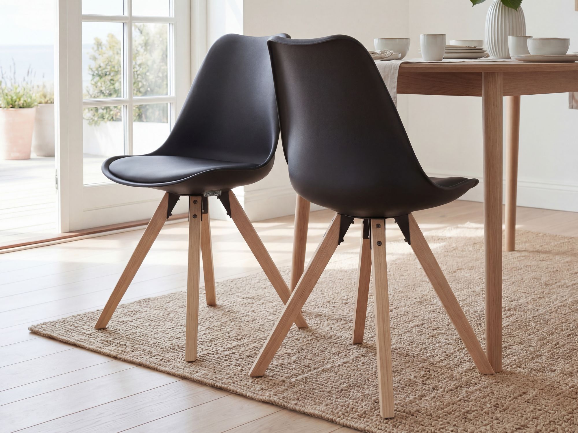 FineBuy 2er Set Retro Esszimmerstuhl Kunstleder Essstuhl Küchenstuhl Rückenlehne – Ansicht 4