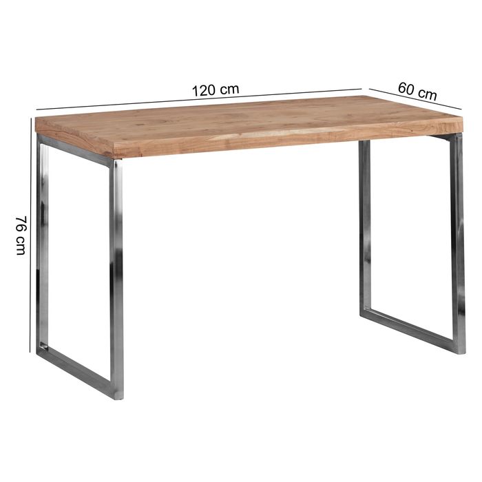 FineBuy Schreibtisch SV44437 Massivholz Computertisch 120 x 60 cm Laptoptisch Landhaus Konsolentisch mit Metallbeinen Sheesham // Akazie 6830