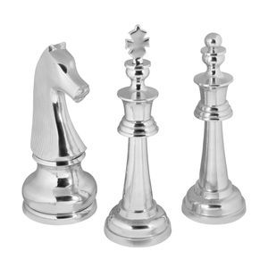 SV44521 FineBuy Deko Schachfigur Aluminium Dekoration poliert 60 cm Dekofigur Statue Skulptur groß Alu einzeln modern XXL  6914