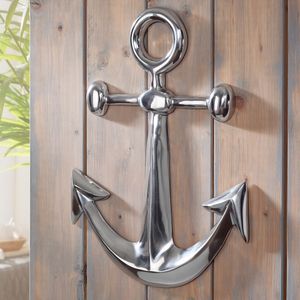 FB44625 FineBuy Design Deko Maritim Anker 40 x 62,5 x 3,5 cm poliert aus Aluminium, Alu Schiffsanker Bootsanker Wand-Dekoration, Geschenk-Idee Maritime Deko 4250950260566