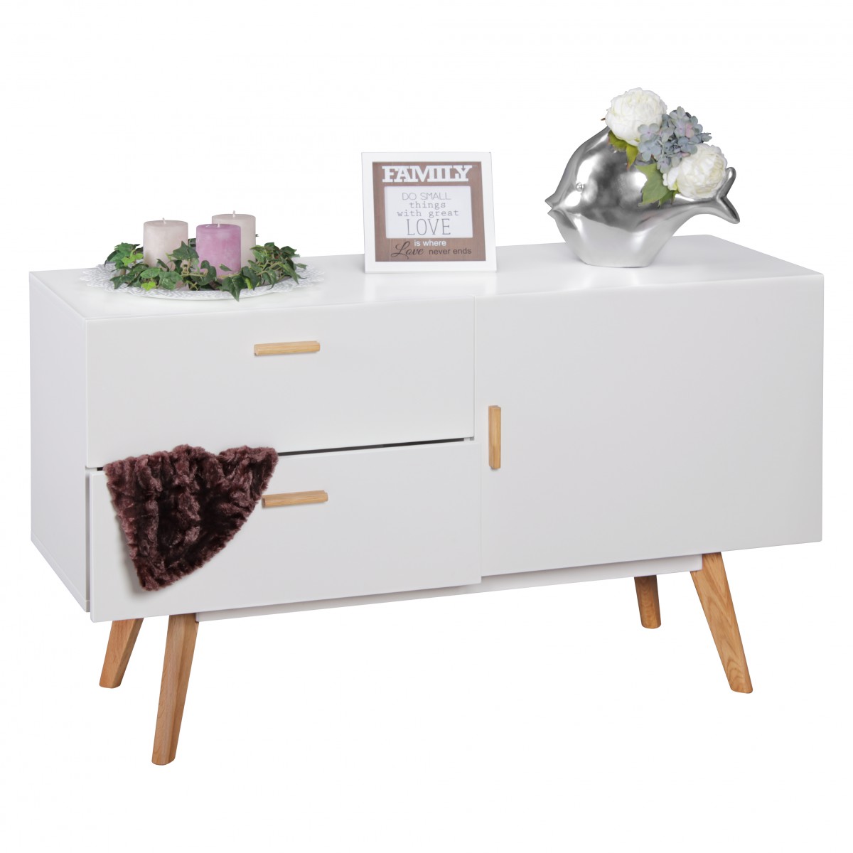 FineBuy Sideboard SCANIO Matt 120 x 70 cm mit 2 Schubladen & Tür ... FineBuy Sideboard SCANIO Matt 120 x 70 cm mit 2 Schubladen & Tür ...