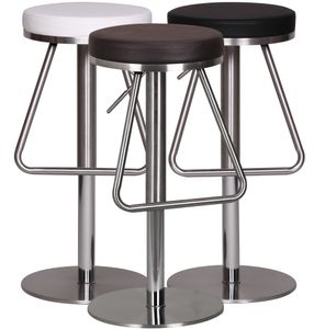 SV44869 FineBuy Barhocker Edelstahl höhenverstellbare Sitzfläche 54 - 79 cm, Design Barstuhl, Bistrohocker Barsitz Gepolstert, Thekenhocker 360° Drehbar, Tresenstuhl Modern 10502
