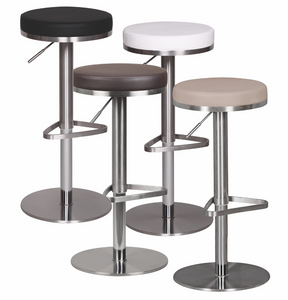 SV44870 FineBuy Barhocker Edelstahl höhenverstellbare Sitzhöhe 57 - 82 cm, Barstuhl Modern 360° Drehbar, Tresenhocker mit Standfuß, Design Bistrohocker Hoch, Tresenstuhl-Sitz Gepolstert 10507