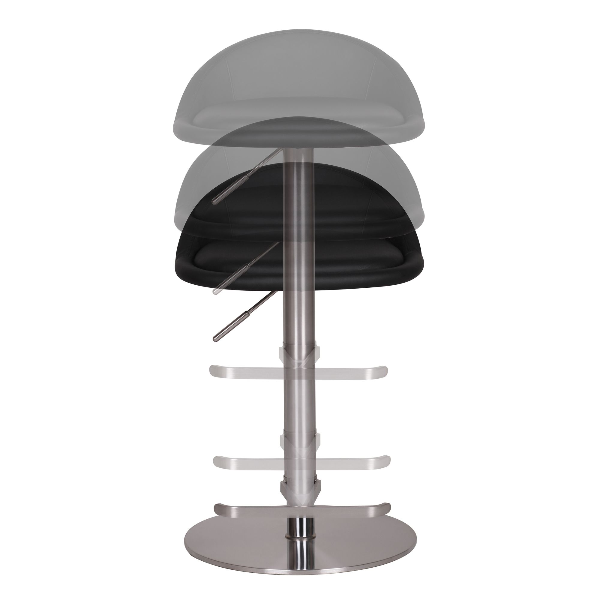 FineBuy Barhocker Edelstahl höhenverstellbare Sitzhöhe 54-79 cm, Design Barstuhl mit Rückenlehne, Bistrohocker Barsitz Gepolstert, Thekenhocker 360° Drehbar, Tresenstuhl Modern | Farbe: Weiß