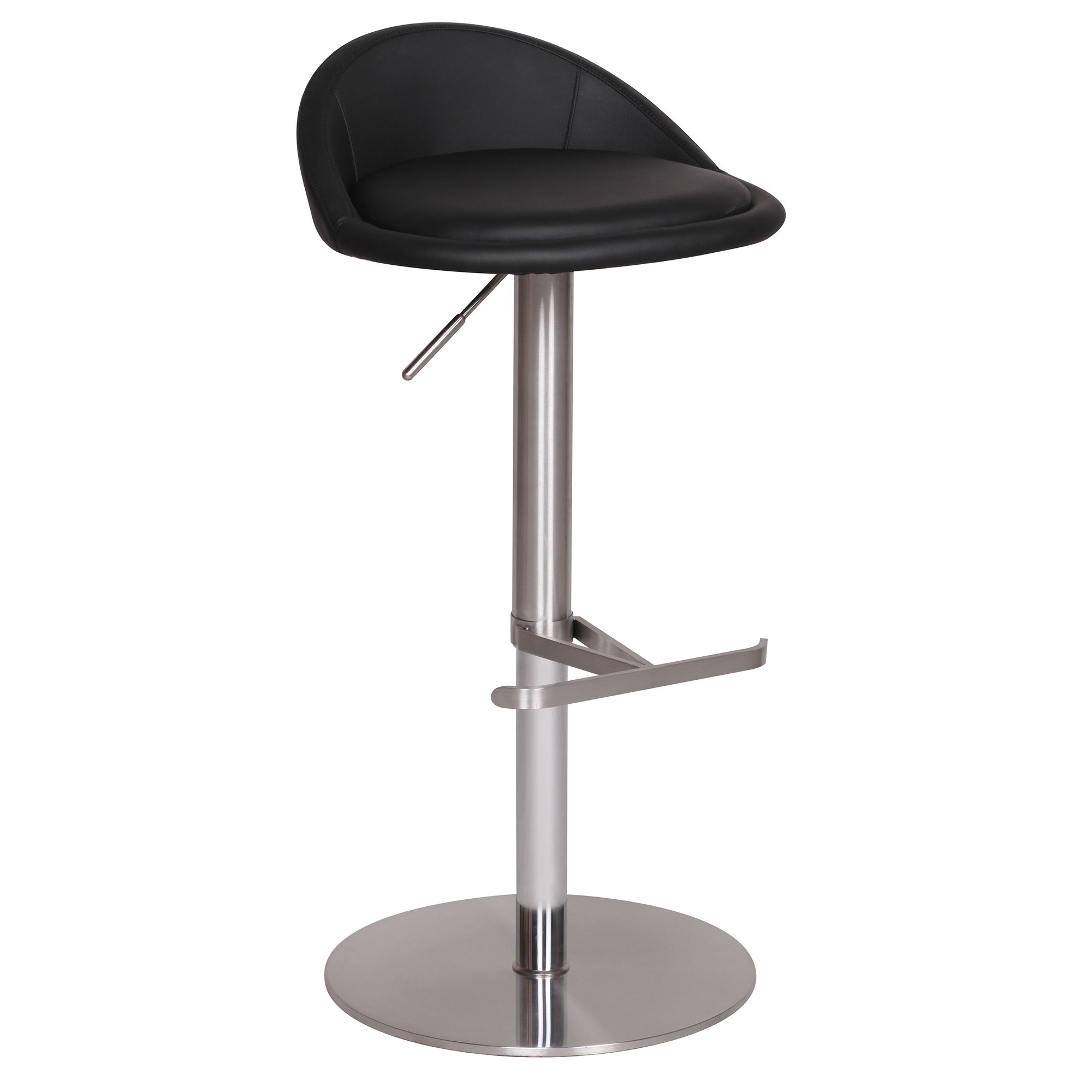 FineBuy Barhocker Edelstahl höhenverstellbare Sitzhöhe 54-79 cm, Design Barstuhl mit Rückenlehne, Bistrohocker Barsitz Gepolstert, Thekenhocker 360° Drehbar, Tresenstuhl Modern | Farbe: Weiß