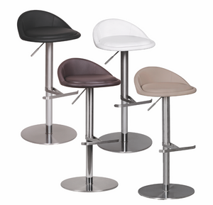 SV44871 FineBuy Barhocker Edelstahl höhenverstellbare Sitzhöhe 54-79 cm, Design Barstuhl mit Rückenlehne, Bistrohocker Barsitz Gepolstert, Thekenhocker 360° Drehbar, Tresenstuhl Modern 10512