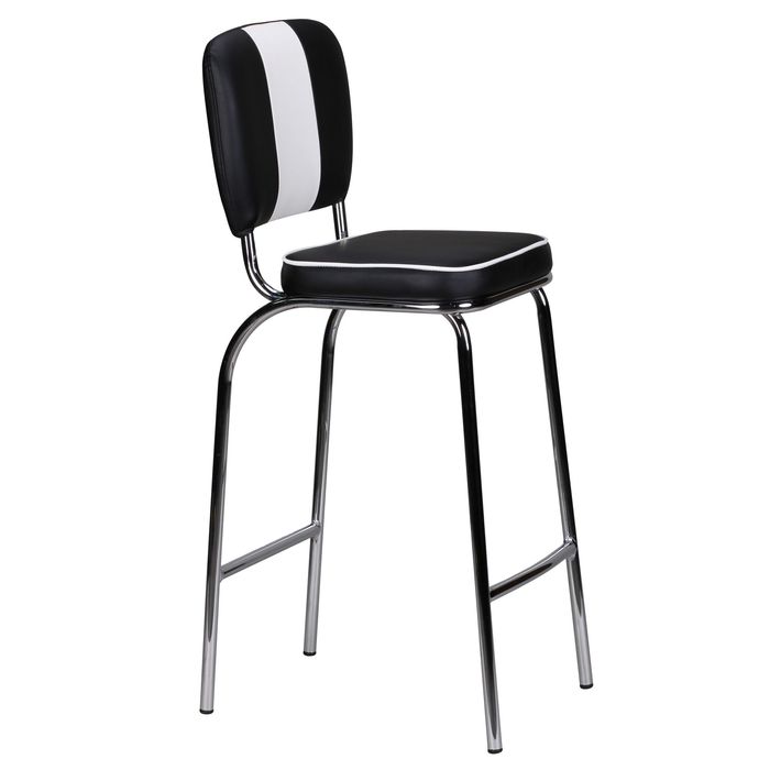 FineBuy Barhocker American Diner 50er Jahre Retro Barstuhl, Sitzfläche mit Rücken-Lehne, Fußstütze, Sitzhöhe 76 cm