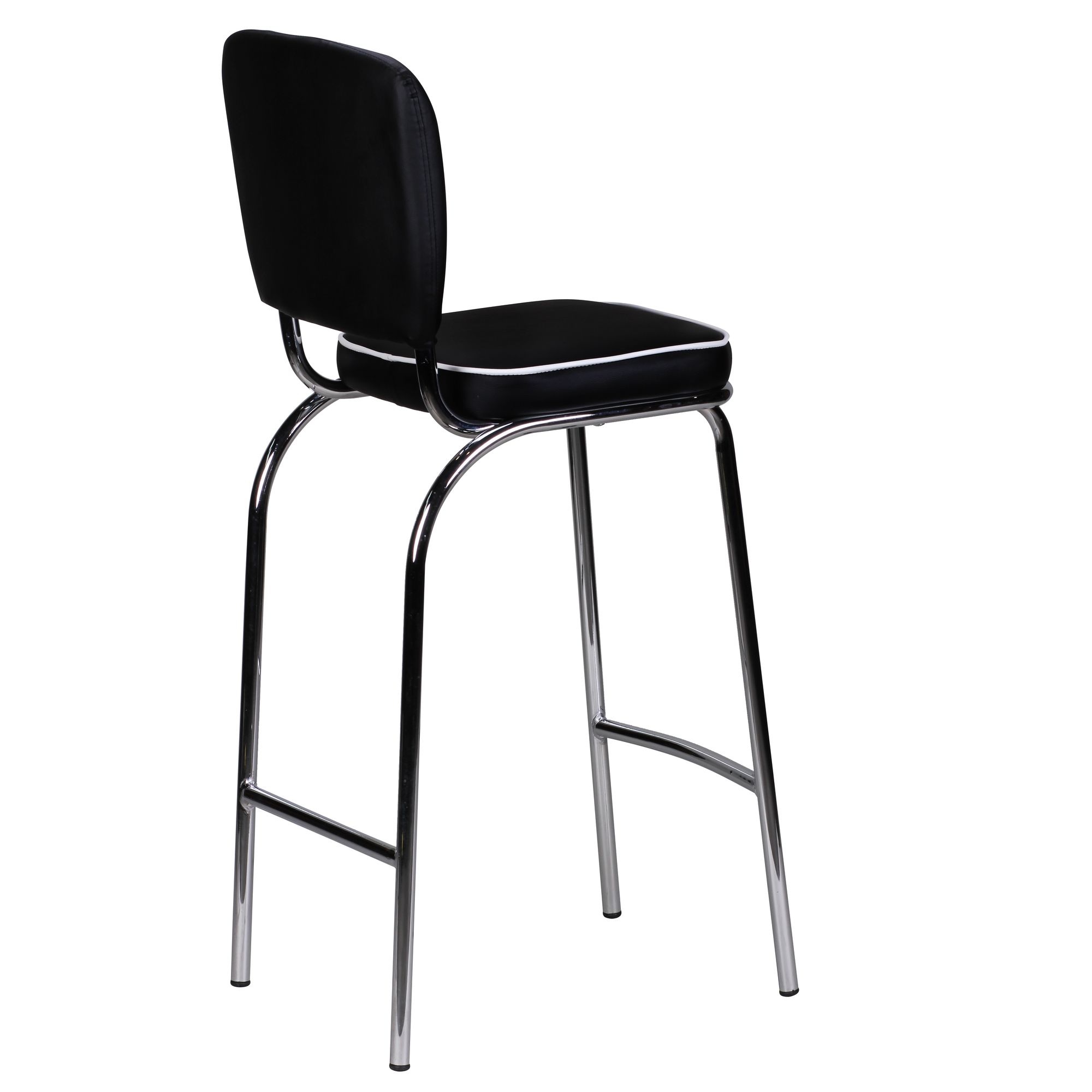 FineBuy 2er Set Barhocker American Diner 50er Jahre Retro Barstuhl, Sitzfläche mit Rücken-Lehne, Fußstütze, Sitzhöhe 76 cm | Farbe: Schwarz