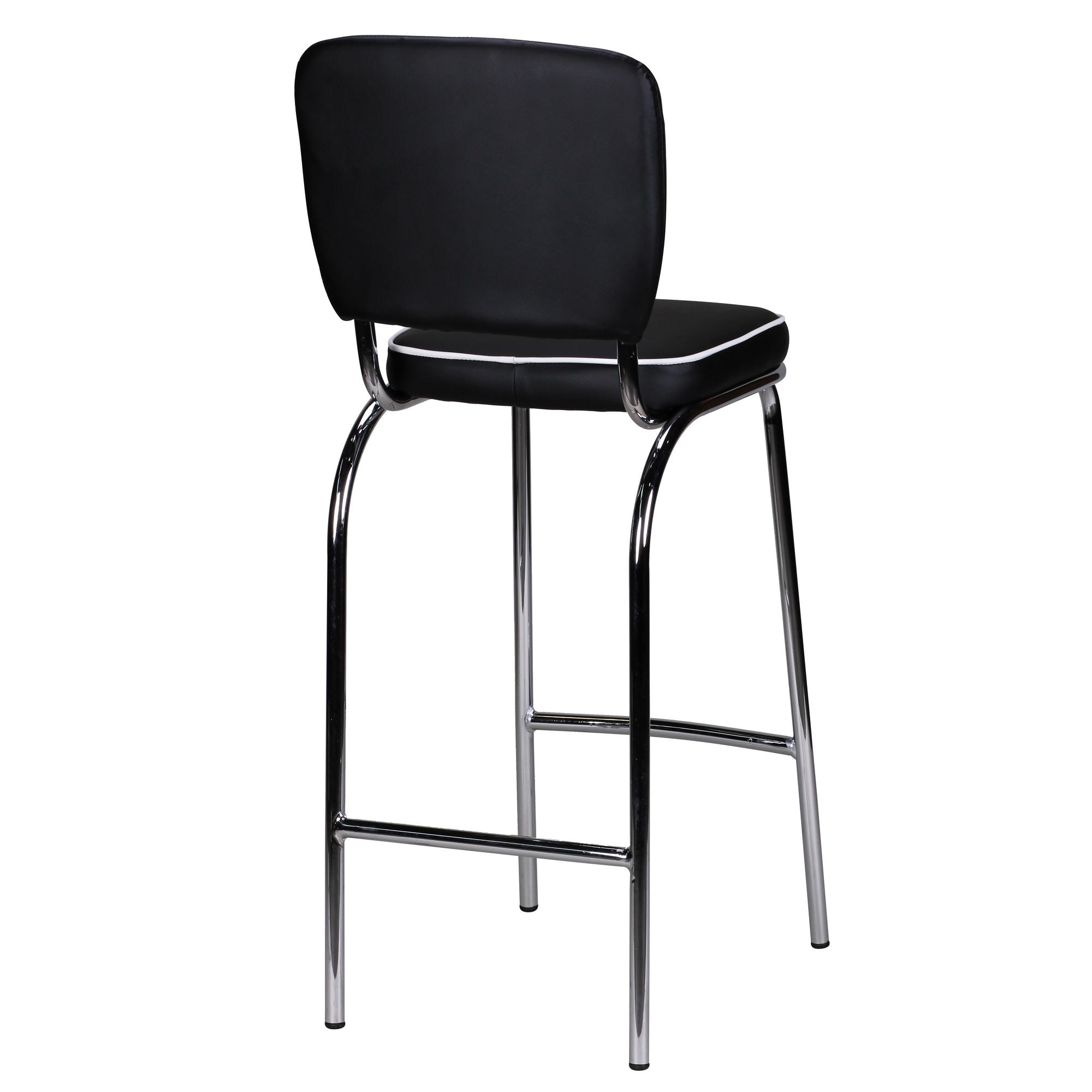 FineBuy 2er Set Barhocker American Diner 50er Jahre Retro Barstuhl, Sitzfläche mit Rücken-Lehne, Fußstütze, Sitzhöhe 76 cm | Farbe: Schwarz
