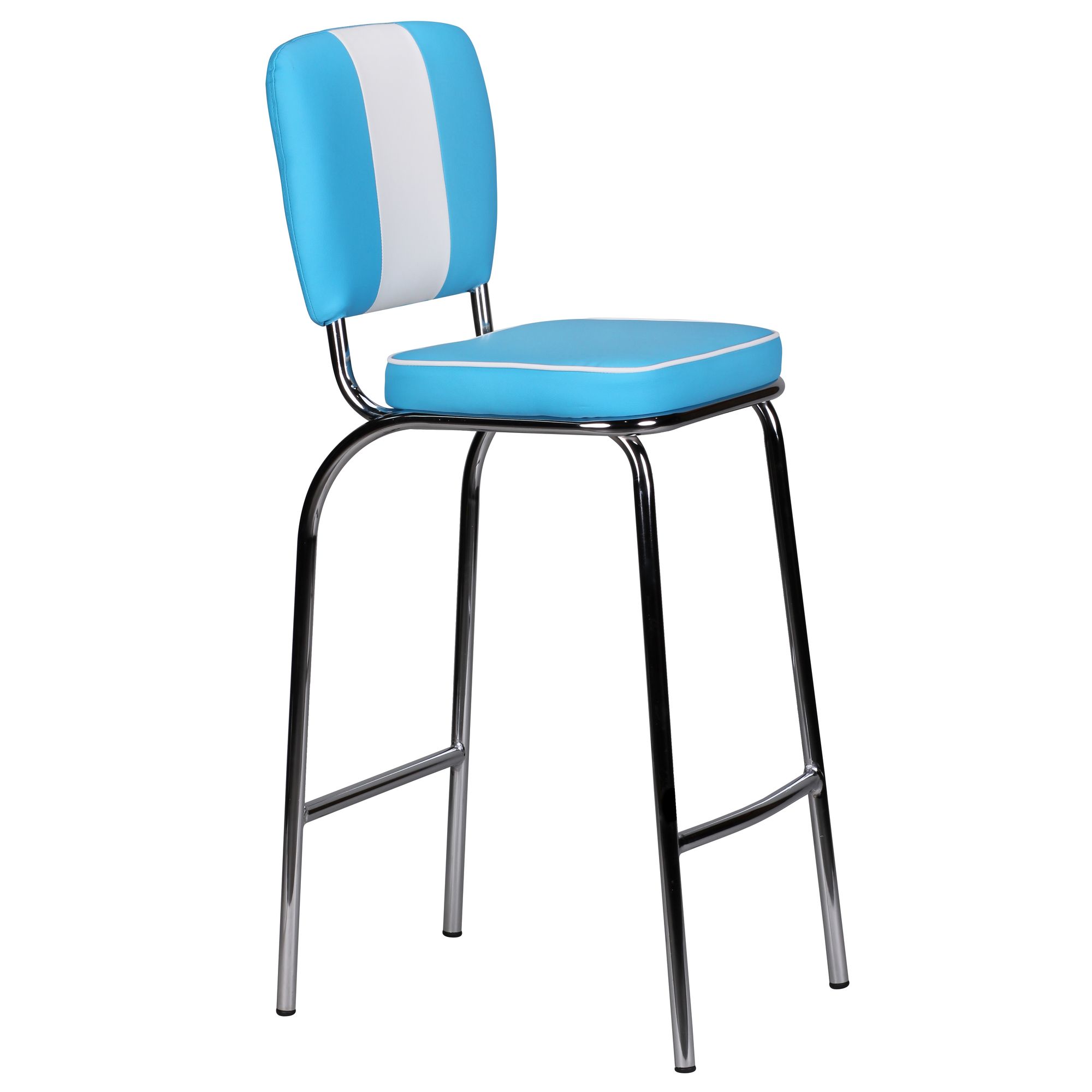 FineBuy 2er Set Barhocker American Diner 50er Jahre Retro Barstuhl, Sitzfläche mit Rücken-Lehne, Fußstütze, Sitzhöhe 76 cm | Farbe: Schwarz