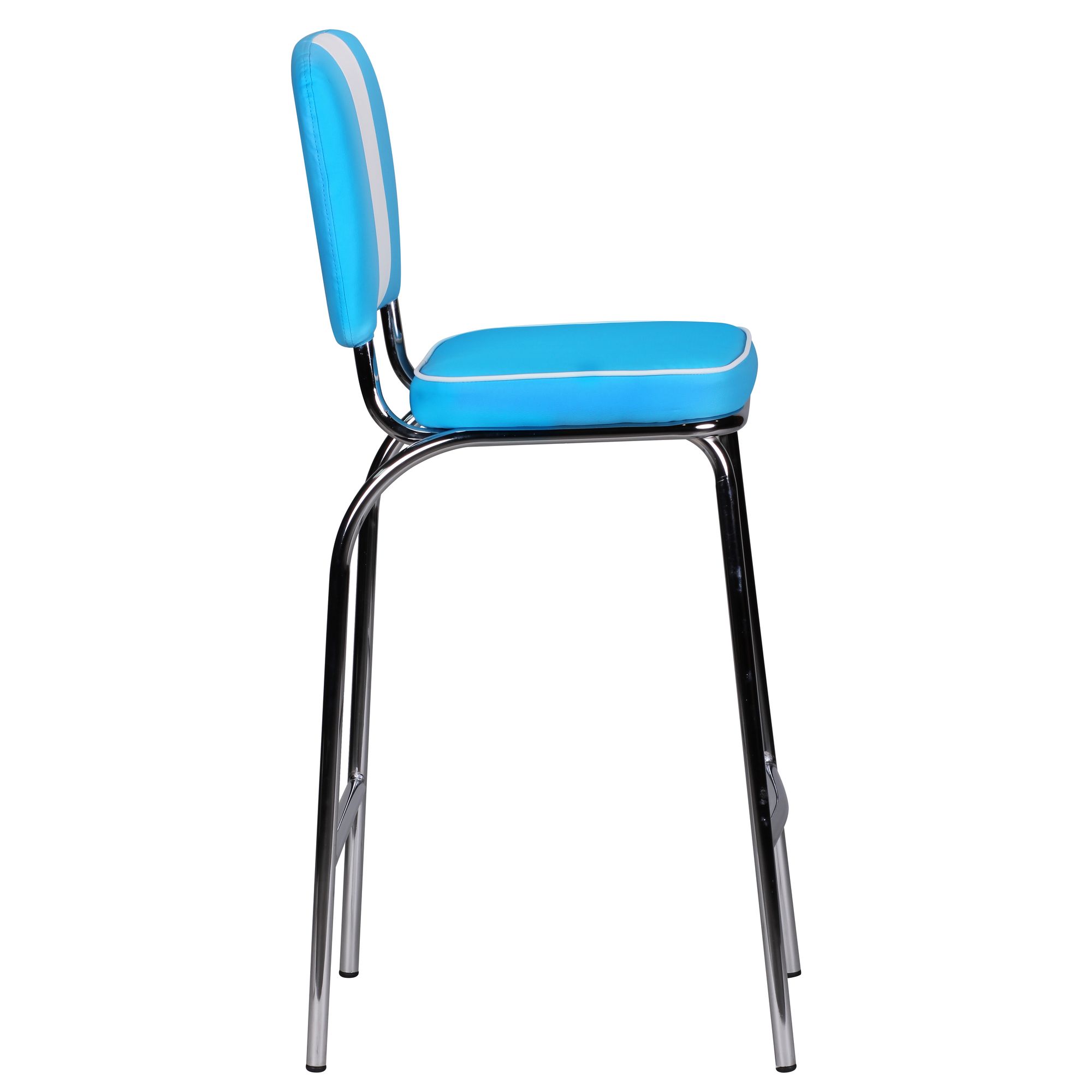 FineBuy 2er Set Barhocker American Diner 50er Jahre Retro Barstuhl, Sitzfläche mit Rücken-Lehne, Fußstütze, Sitzhöhe 76 cm | Farbe: Schwarz