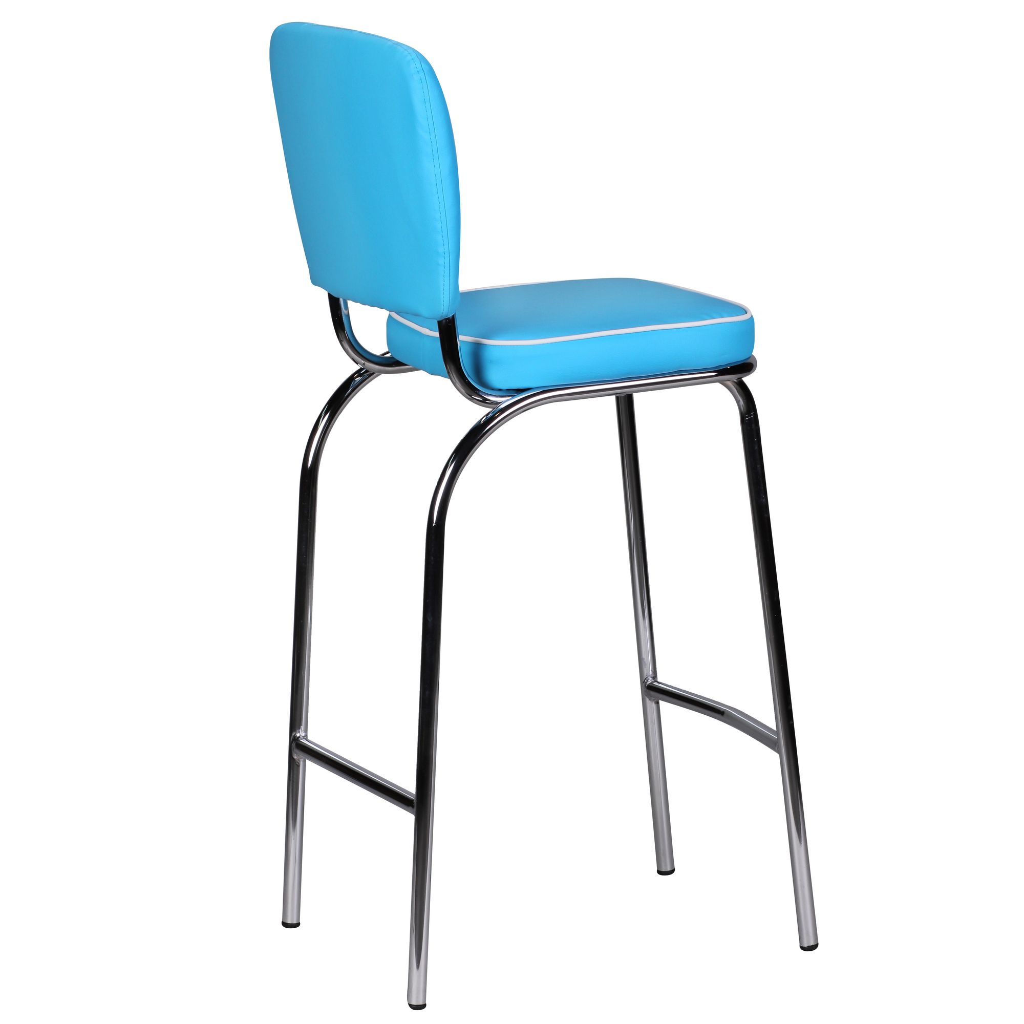 FineBuy 2er Set Barhocker American Diner 50er Jahre Retro Barstuhl, Sitzfläche mit Rücken-Lehne, Fußstütze, Sitzhöhe 76 cm | Farbe: Schwarz