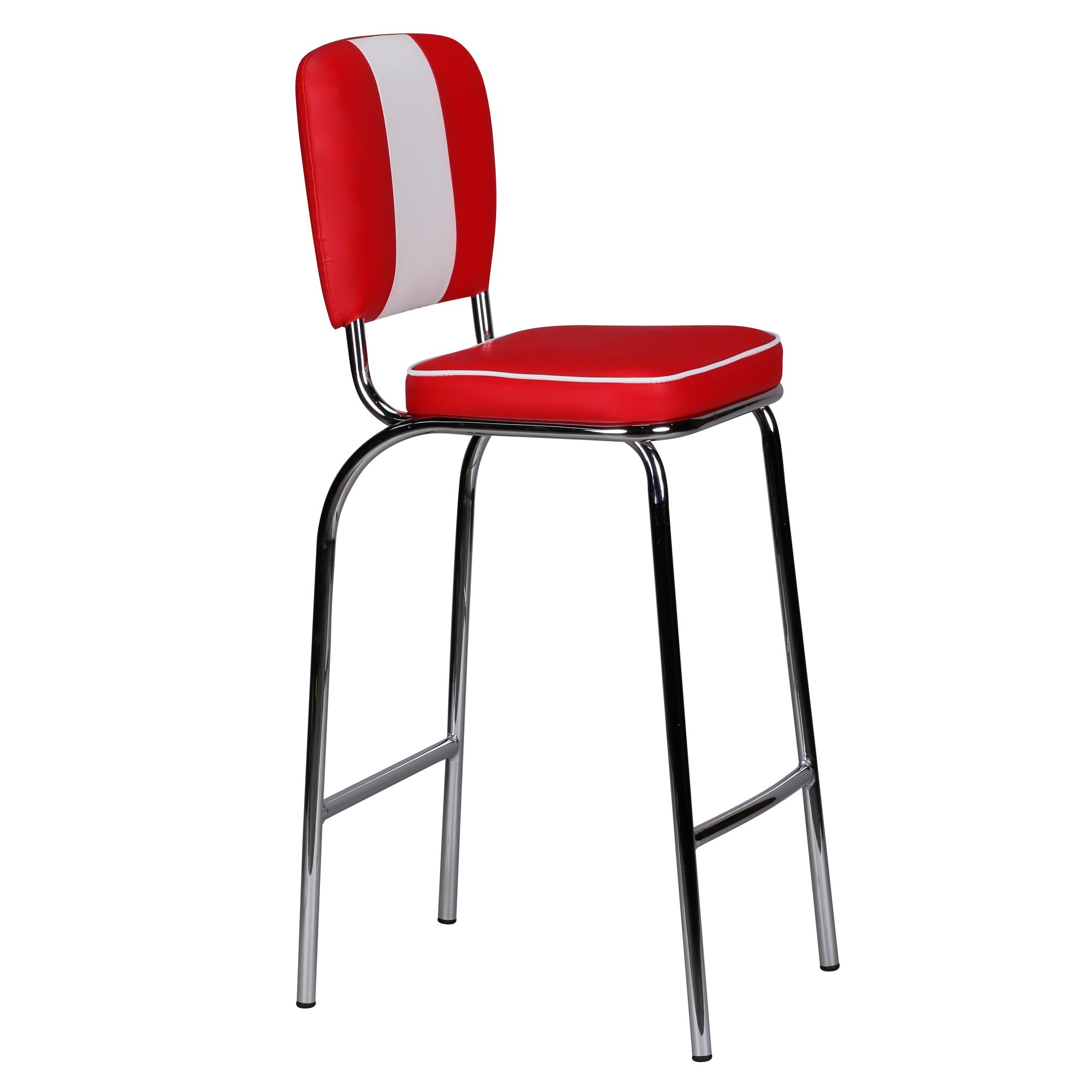 FineBuy 2er Set Barhocker American Diner 50er Jahre Retro Barstuhl, Sitzfläche mit Rücken-Lehne, Fußstütze, Sitzhöhe 76 cm | Farbe: Schwarz