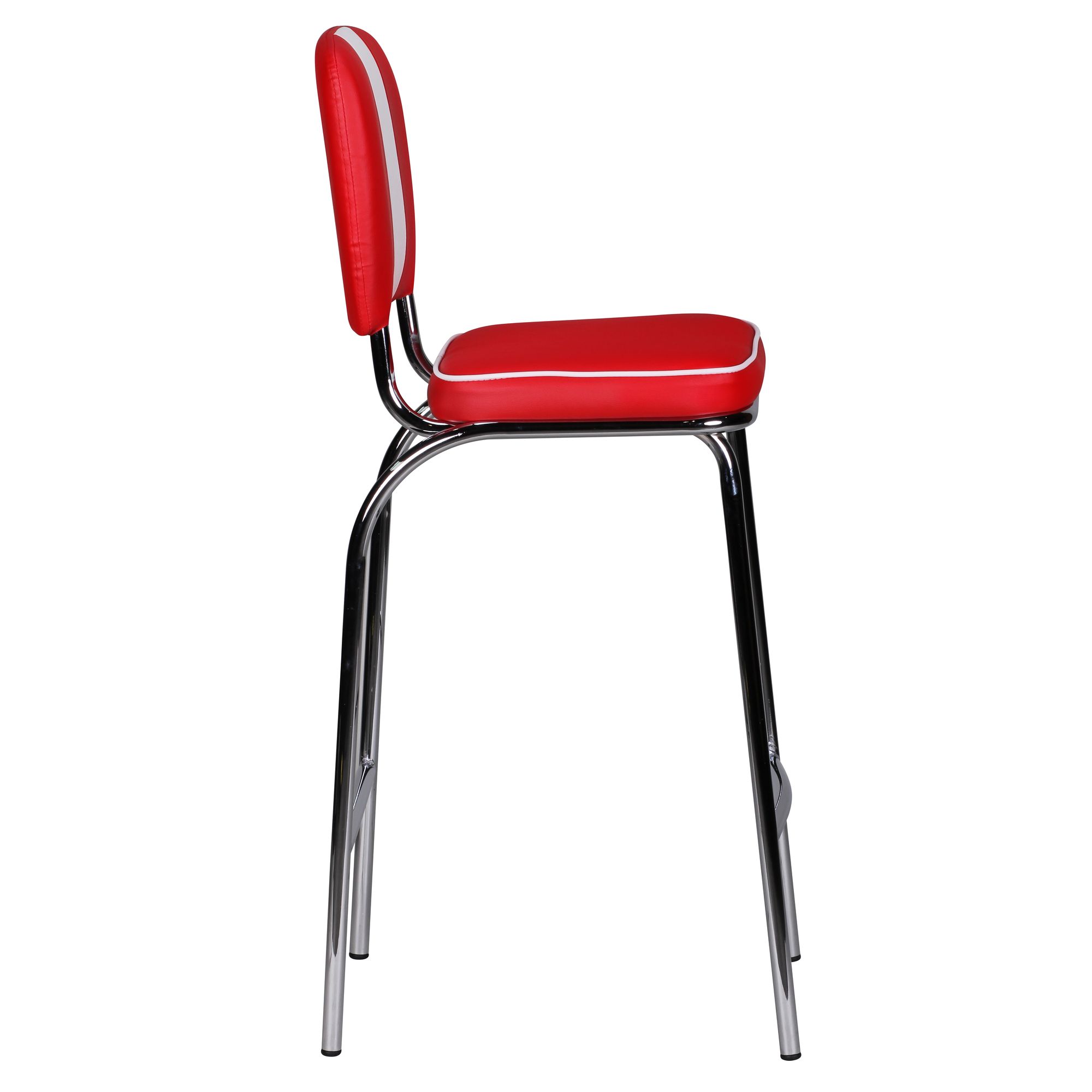FineBuy 2er Set Barhocker American Diner 50er Jahre Retro Barstuhl, Sitzfläche mit Rücken-Lehne, Fußstütze, Sitzhöhe 76 cm | Farbe: Schwarz