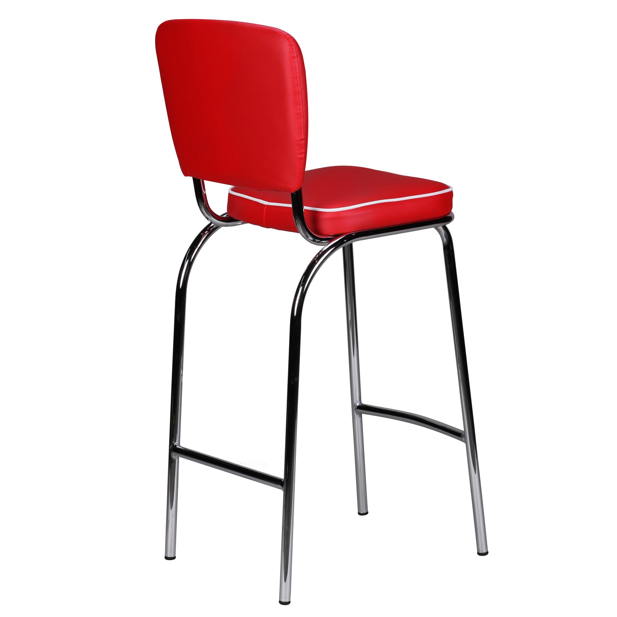 FineBuy 2er Set Barhocker American Diner 50er Jahre Retro Barstuhl, Sitzfläche mit Rücken-Lehne, Fußstütze, Sitzhöhe 76 cm | Farbe: Schwarz