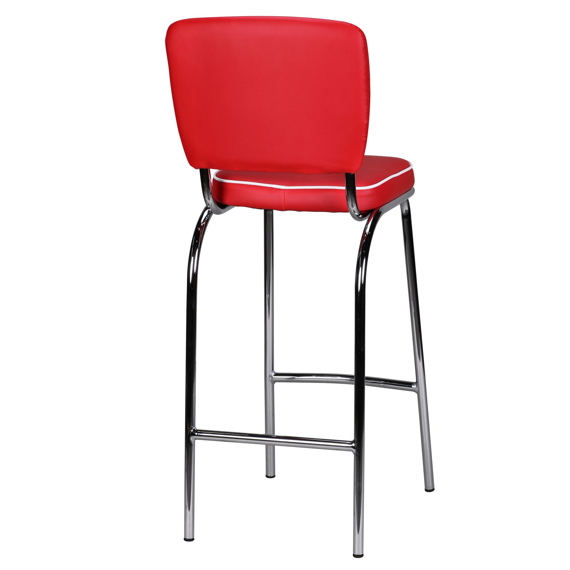 FineBuy 2er Set Barhocker American Diner 50er Jahre Retro Barstuhl, Sitzfläche mit Rücken-Lehne, Fußstütze, Sitzhöhe 76 cm | Farbe: Schwarz