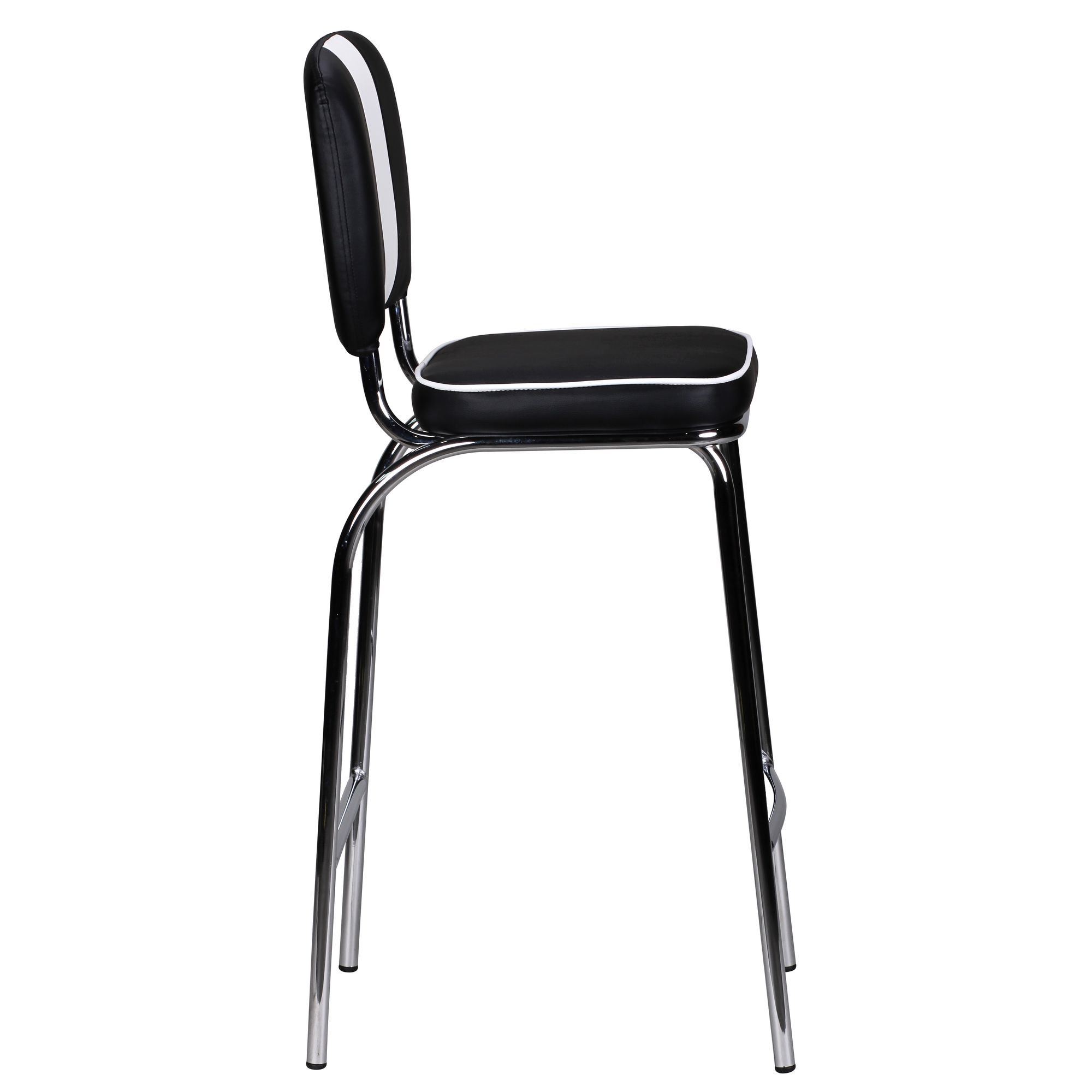 FineBuy 2er Set Barhocker American Diner 50er Jahre Retro Barstuhl, Sitzfläche mit Rücken-Lehne, Fußstütze, Sitzhöhe 76 cm | Farbe: Schwarz