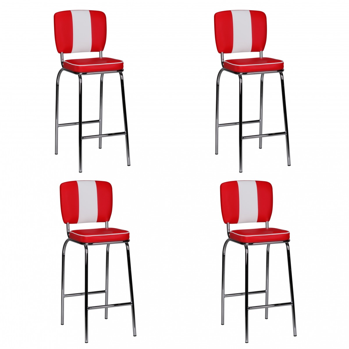 FineBuy 4er Set Barhocker American Diner 50er Jahre Retro Barstuhl, Sitzfläche mit Rücken-Lehne, Fußstütze, Sitzhöhe 76 cm | Farbe: Schwarz FineBuy 4er Set Barhocker American Diner 50er Jahre Retro Barstuhl, Sitzfläche mit Rücken-Lehne, Fußstütze, Sitzhöhe 76 cm | Farbe: Schwarz