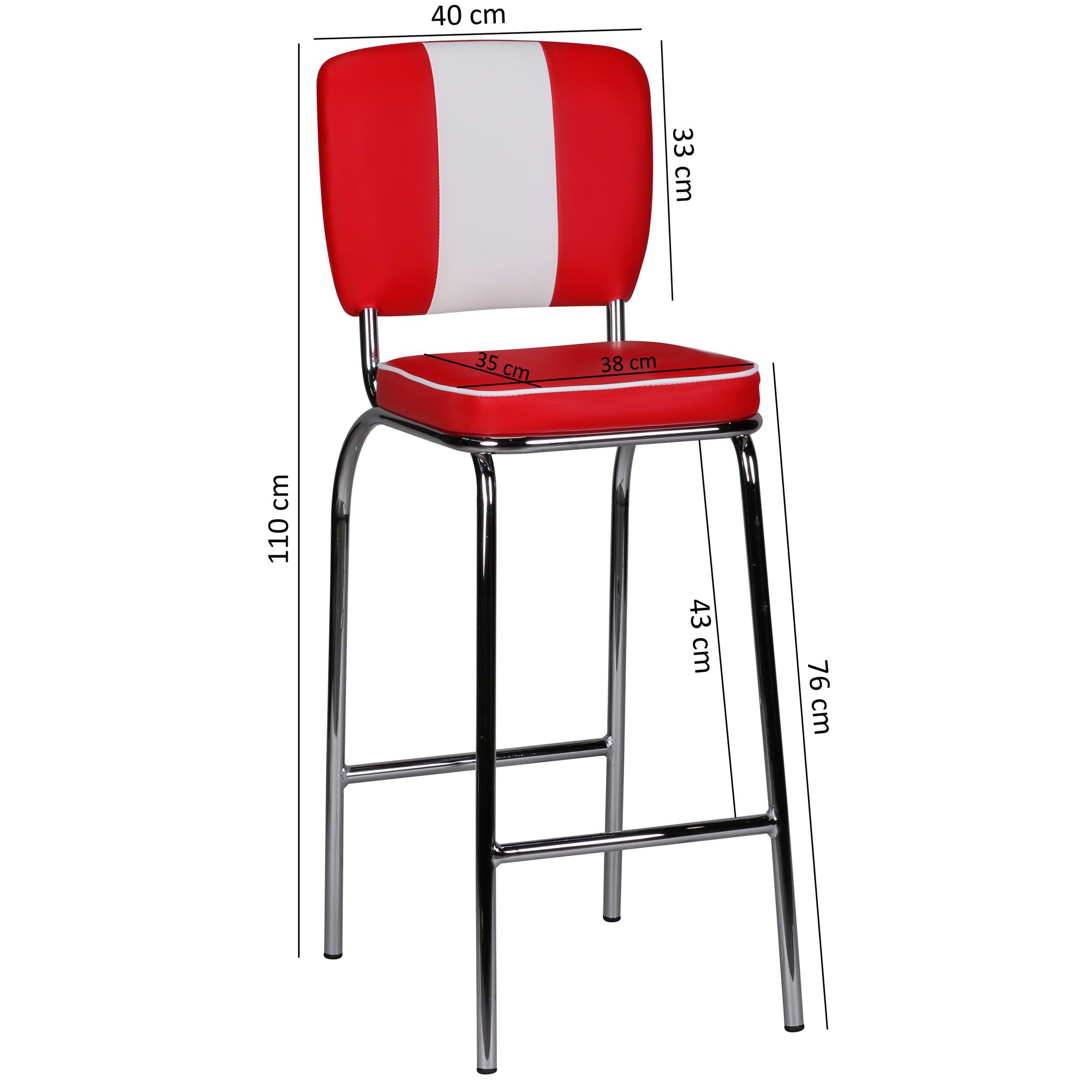 FineBuy 4er Set Barhocker American Diner 50er Jahre Retro Barstuhl, Sitzfläche mit Rücken-Lehne, Fußstütze, Sitzhöhe 76 cm | Farbe: Schwarz FineBuy 4er Set Barhocker American Diner 50er Jahre Retro Barstuhl, Sitzfläche mit Rücken-Lehne, Fußstütze, Sitzhöhe 76 cm | Farbe: Schwarz