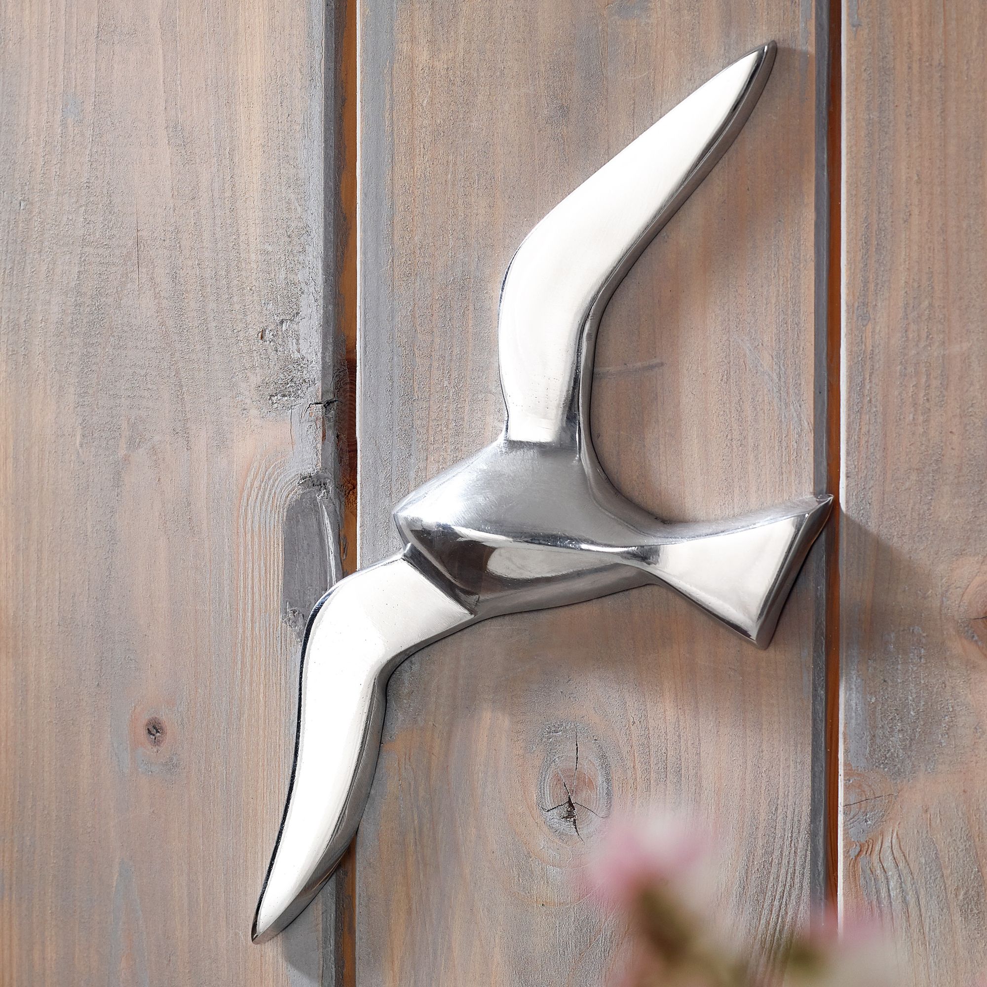 Deko Möwe Metall Alu poliert Vogel Silber Design Tier Maritim Wohnzimmer modern – Ansicht 2
