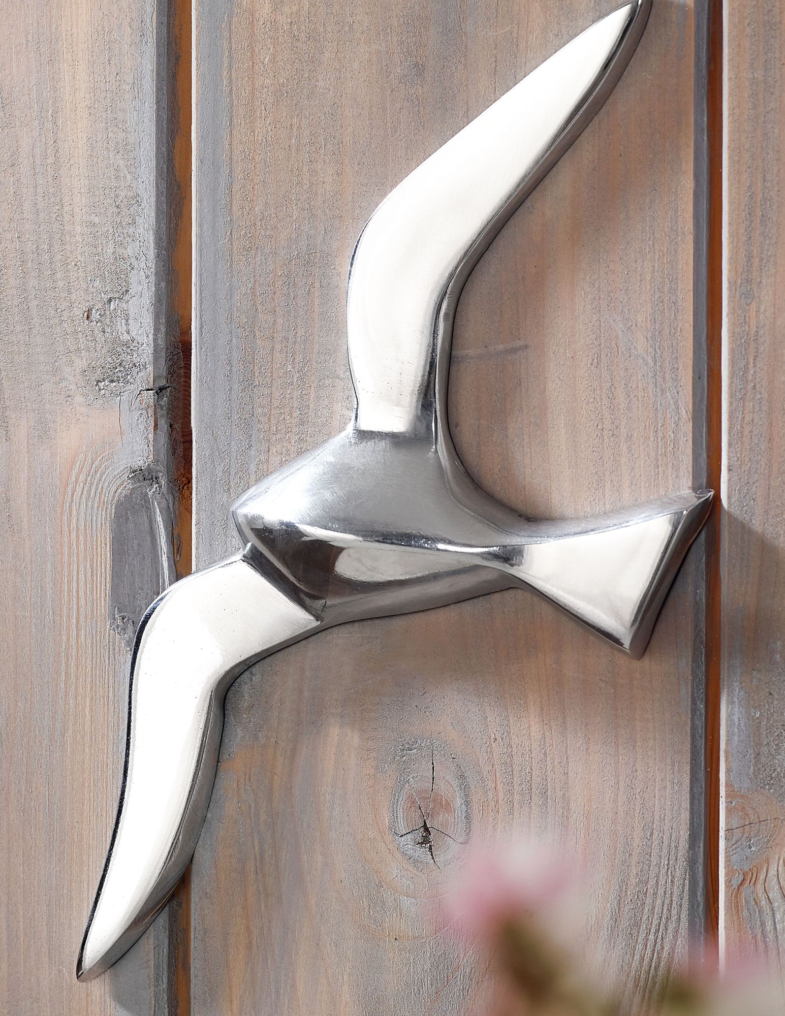 Deko Möwe Metall Alu poliert Vogel Silber Design Tier Maritim Wohnzimmer modern – Ansicht 5