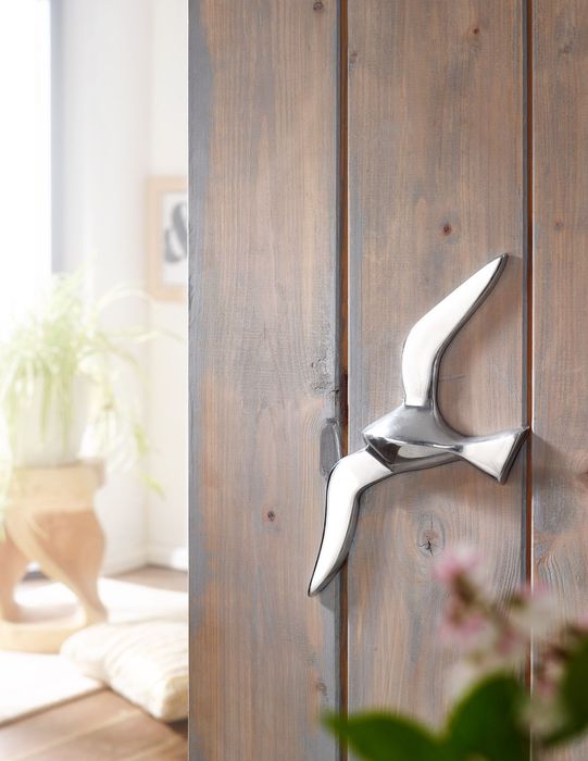 Deko Möwe Metall Alu poliert Vogel Silber Design Tier Maritim Wohnzimmer modern – Maßzeichnung