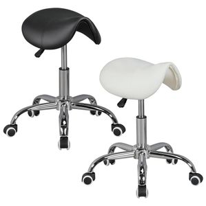 SV44988 FineBuy MENTON - Sattel-Hocker, Arbeitshocker mit Kunstleder-Bezug, Sitzhocker ist höhenverstellbar, Design Drehhocker mit Rollen, Kosmetikhocker & Praxishocker mit Sattelsitz, Friseurhocker 10820