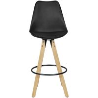 2er Set Barhocker Retro Design Stoff Holz mit Lehne Barstühle Tresenhocker – Ansicht 1