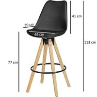2er Set Barhocker Retro Design Stoff Holz mit Lehne Barstühle Tresenhocker – Ansicht 2