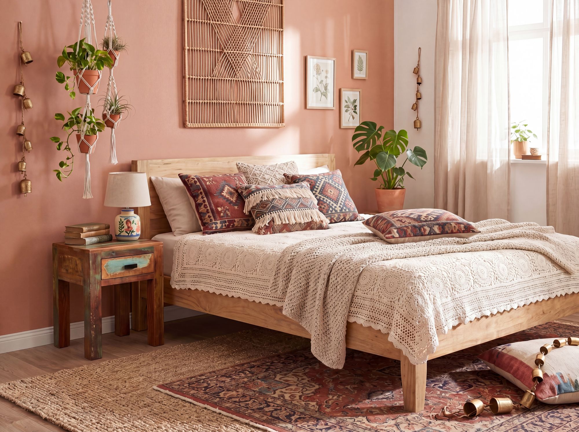 Nachttisch Massivholz Shabby Chic Schublade kleiner Beistelltisch Nachtkonsole – Ansicht 2