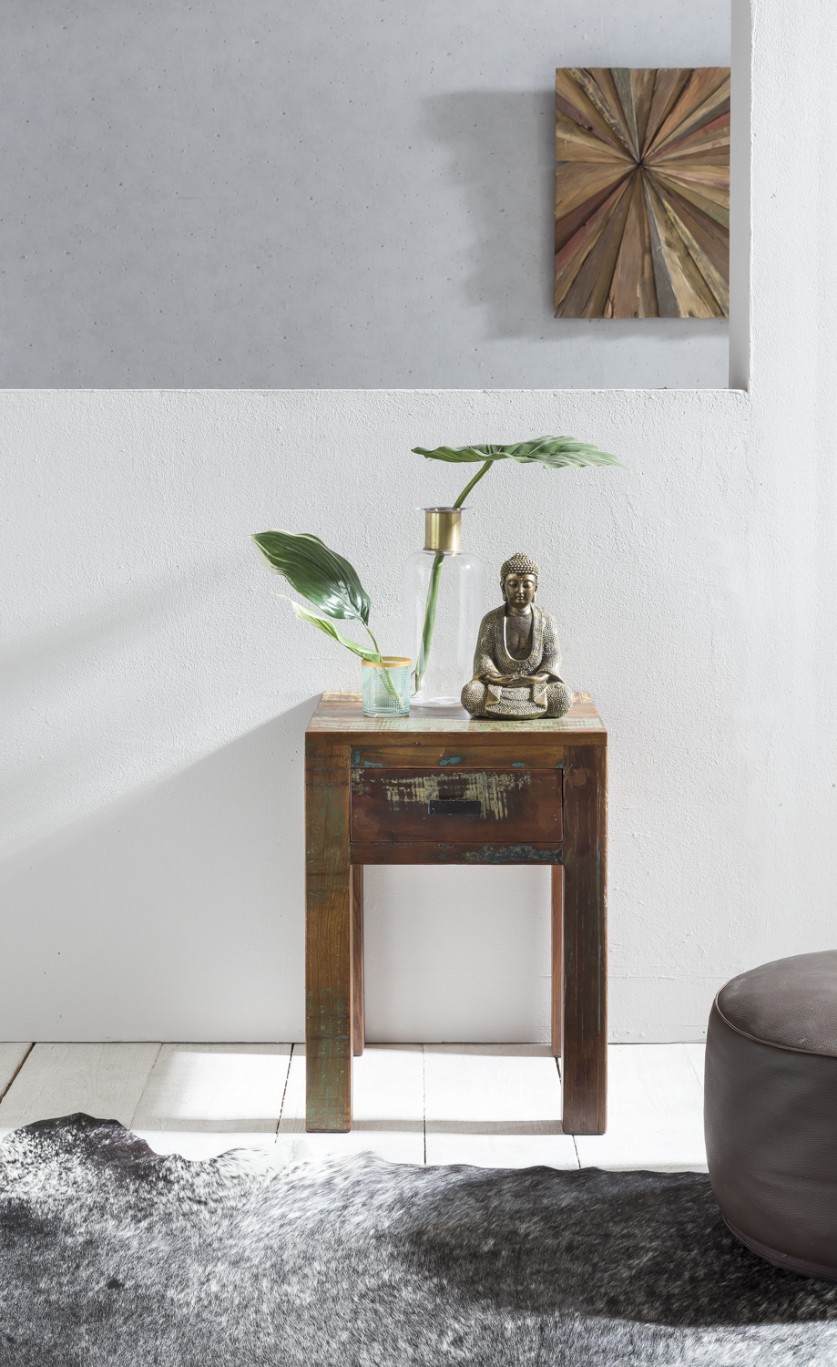 FineBuy Nachttisch KALKUTTA aus Mango Massivholz im Shabby Chic Design mit Schublade – kleiner Beistelltisch fürs Schlafzimmer oder Wohnzimmer, handgefertigte Nachtkonsole – 40x40x55 cm | Farbe: Braun FineBuy Nachttisch KALKUTTA aus Mango Massivholz im Shabby Chic Design mit Schublade – kleiner Beistelltisch fürs Schlafzimmer oder Wohnzimmer, handgefertigte Nachtkonsole – 40x40x55 cm | Farbe: Braun